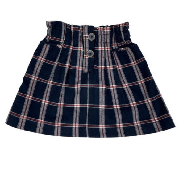 Zara Kids/Girl Blue Plaid Skirt Elastic Waist and Pockets size 8 - Picture 1 of 6